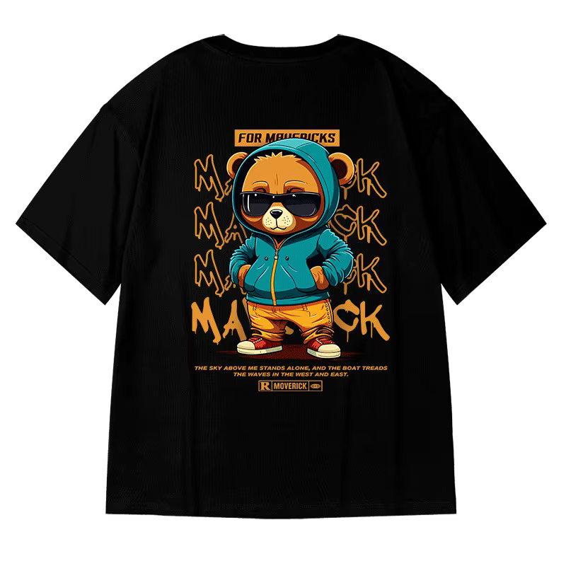 M-8XL hommes T-Shirt surdimensionné ample mode américaine Vintage lunettes de soleil ours imprimé T-