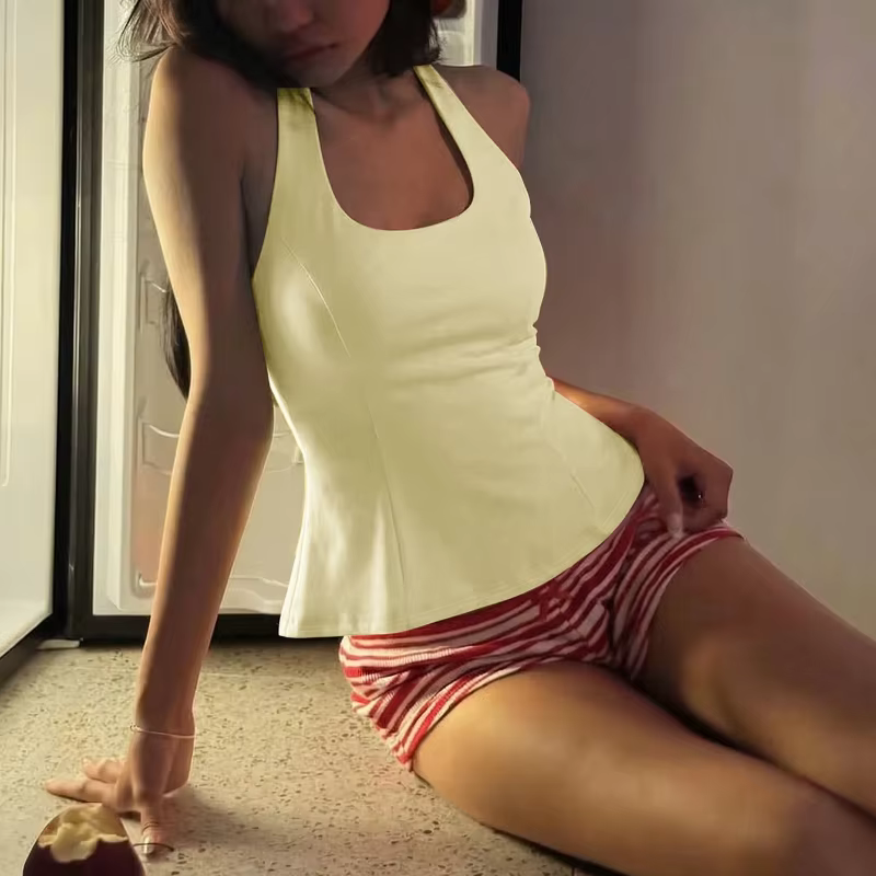 Débardeur Chic Dos Nu Halter à Lacets pour Femme – Tendance Sexy, Coupe Slim, Style Décontracté Y2K 