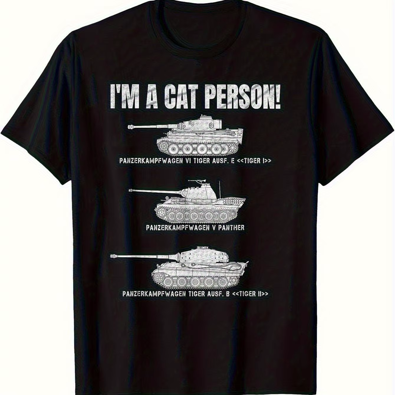 T-shirt militaire pour hommes, drôle, je suis un amateur de chats! T-shirt décontracté noir à coupe 
