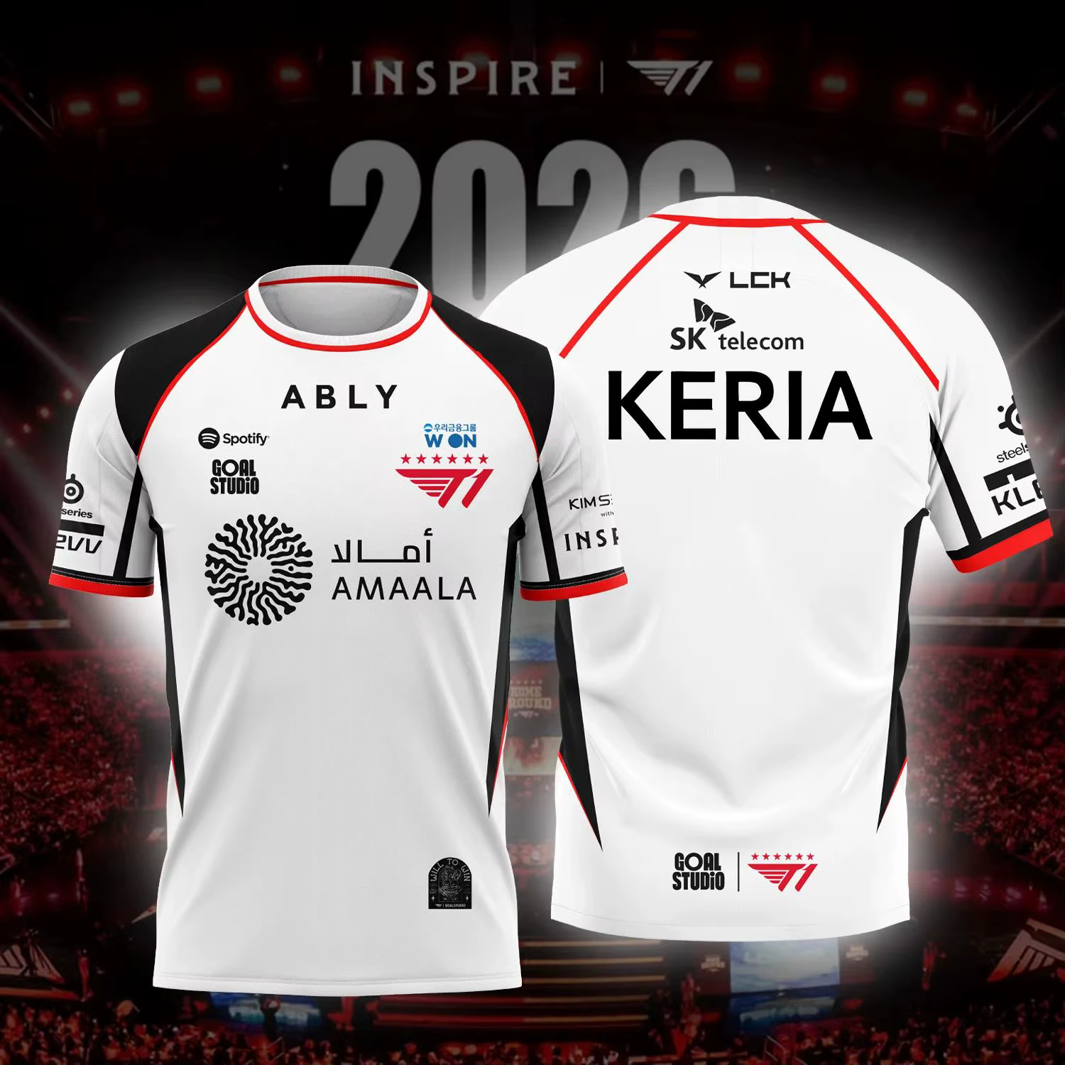 Nouveau Maillot d'Équipe Esports T1 2026 FAKER FAN Homme et Femme Manches Courtes Décontracté Été po