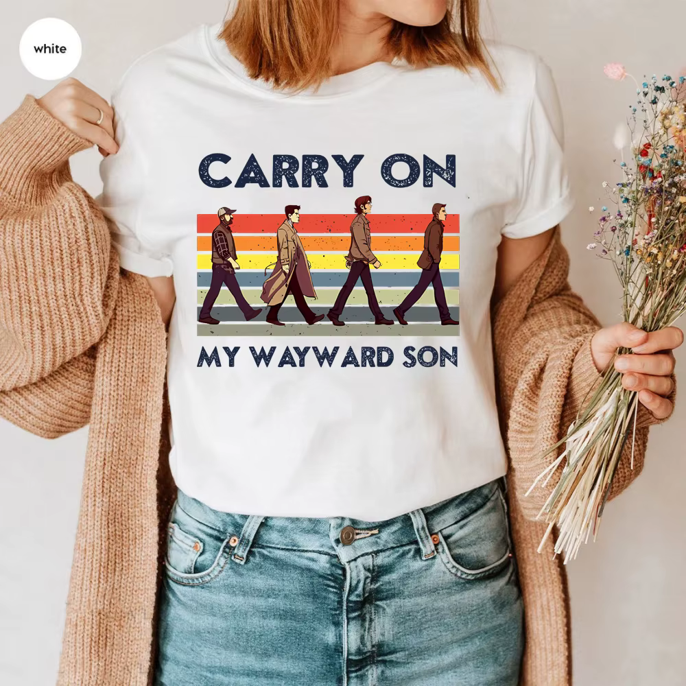 Surnaturel continuer mon fils vers le chemin T-Shirt Vintage Sam et Dean Winchester Brothrs chemise