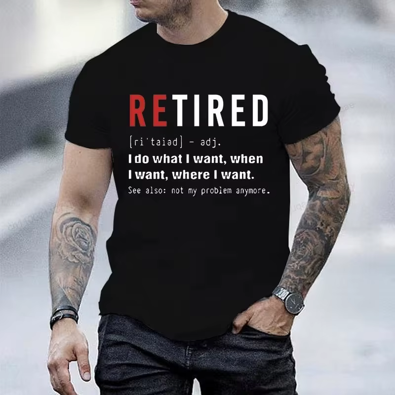 T-shirt Retired Defination pour hommes et femmes, t-shirt à manches courtes, t-shirts imprimés « I D