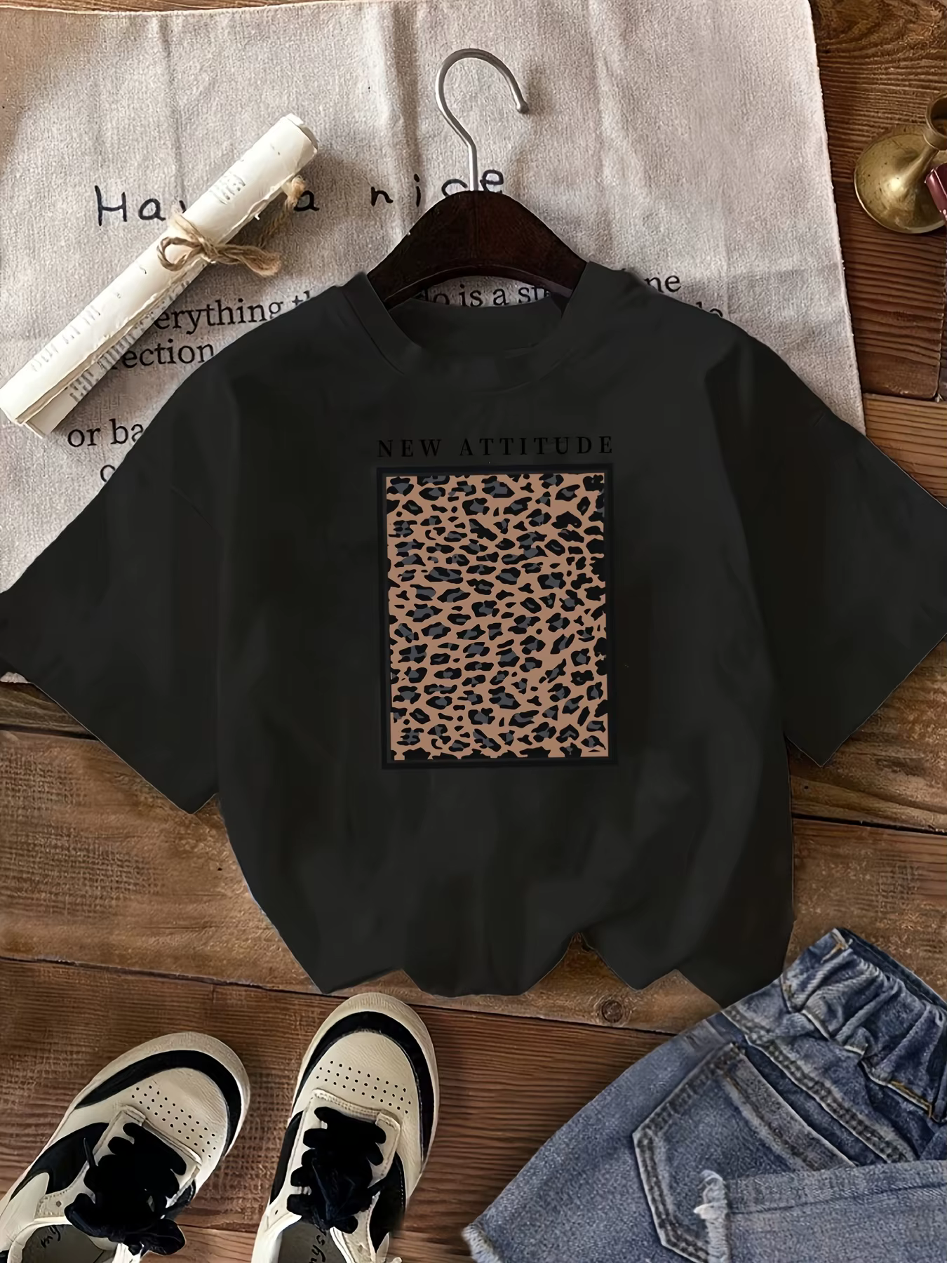 T-shirt imprimé à col rond et manches courtes pour femme, t-shirt de sport décontracté pour femme, v