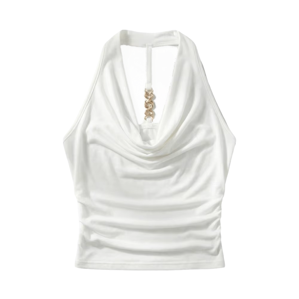 Débardeur Chic pour Femme avec Décoration Métallique au Dos, Style Élégant, Confortable, Col Halter,