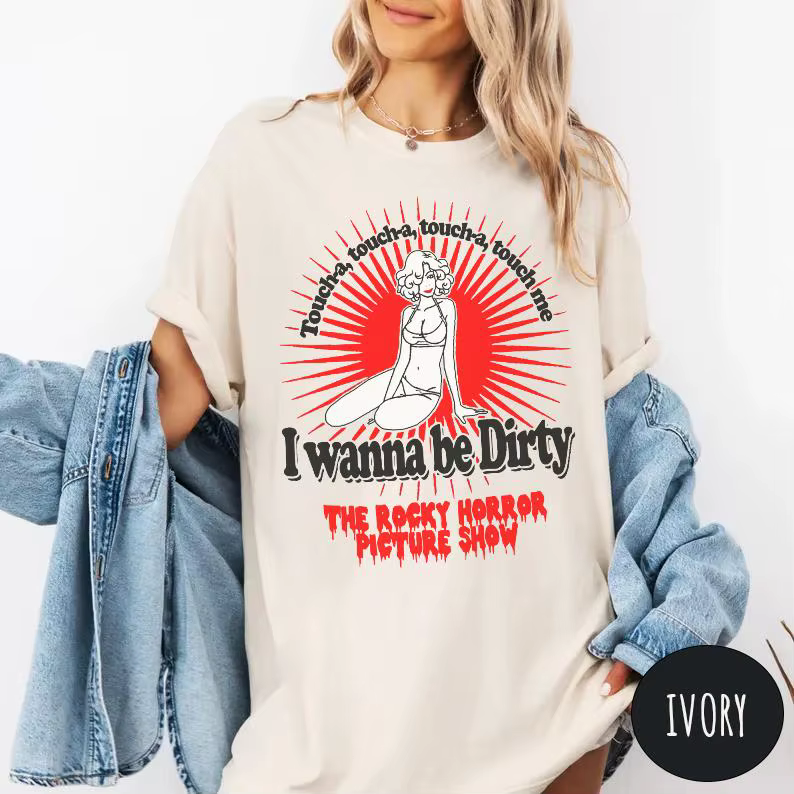 T-shirt vintage pour femme Rocky Horror Picture Show en pur coton respirant à manches courtes, style