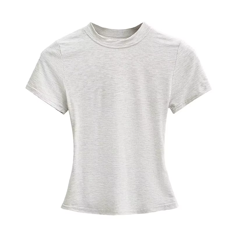 T-shirt Manches Courtes pour Femme, Décontracté, Sexy, Slim, Tendance, Solide, de Haute Qualité, Y2K