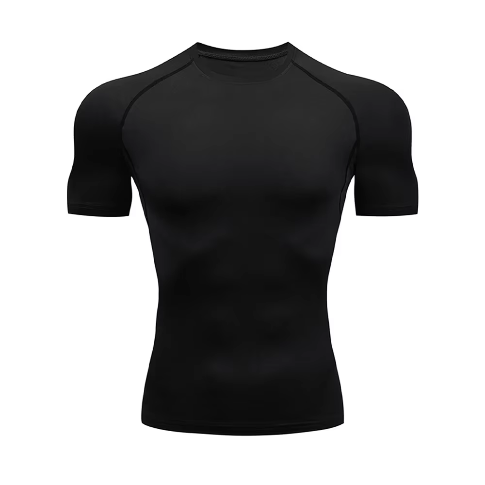 T-shirt serré de sport de musculation pour hommes T-shirt d'été à Compression col rond Gym Fitness T