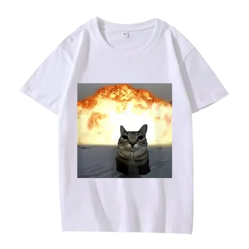 Fantaisie chat Explosion graphique t-shirt femmes drôle à manches courtes été impression haut pour f