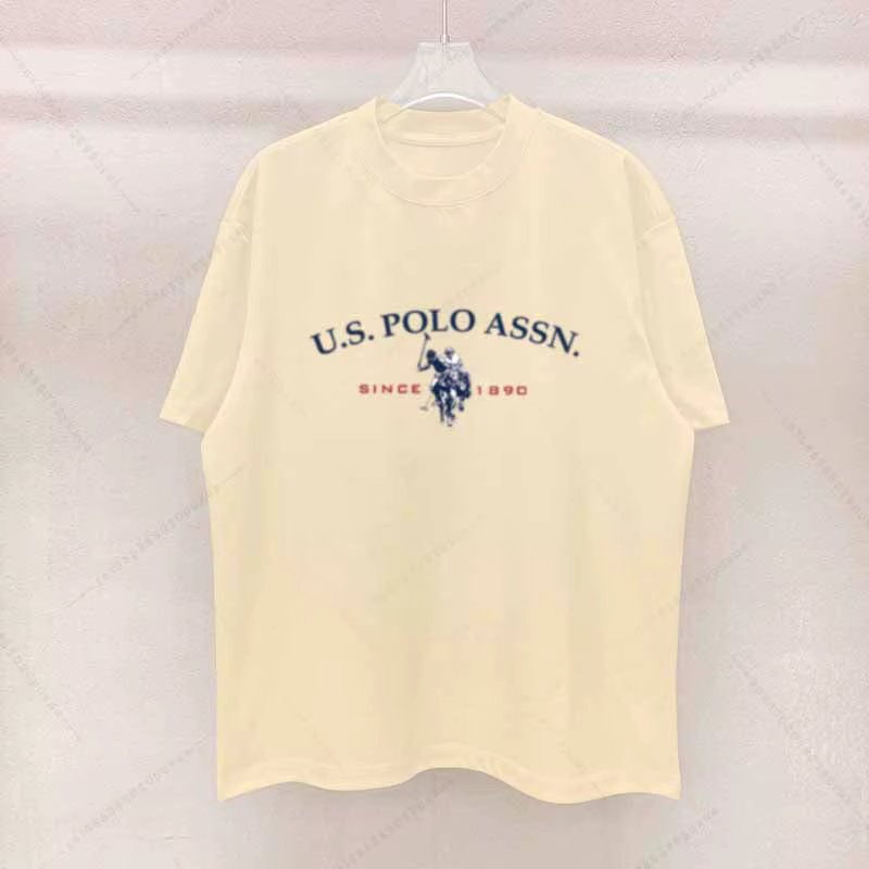 Polo à Manches Courtes et Col Rond en Coton pour Homme, Haut Décontracté avec Impression Graphique d