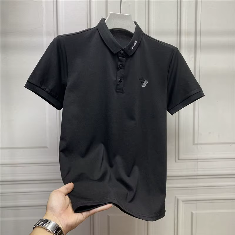 Polo Brodé à Manches Courtes pour Homme, T-shirt à Revers, lèvent Patchwork, Décontracté, Polyvalent