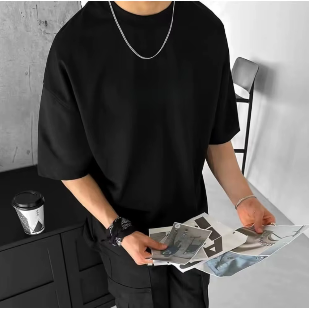 T-shirt en coton respirant uni pour homme, collection Printemps-Été 2026, style américain, coupe amp
