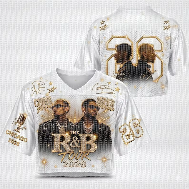 T-shirt de football R&B Tour Umbilical, style Usher_Chris_Brown, costume de concert, cadeau pour fan