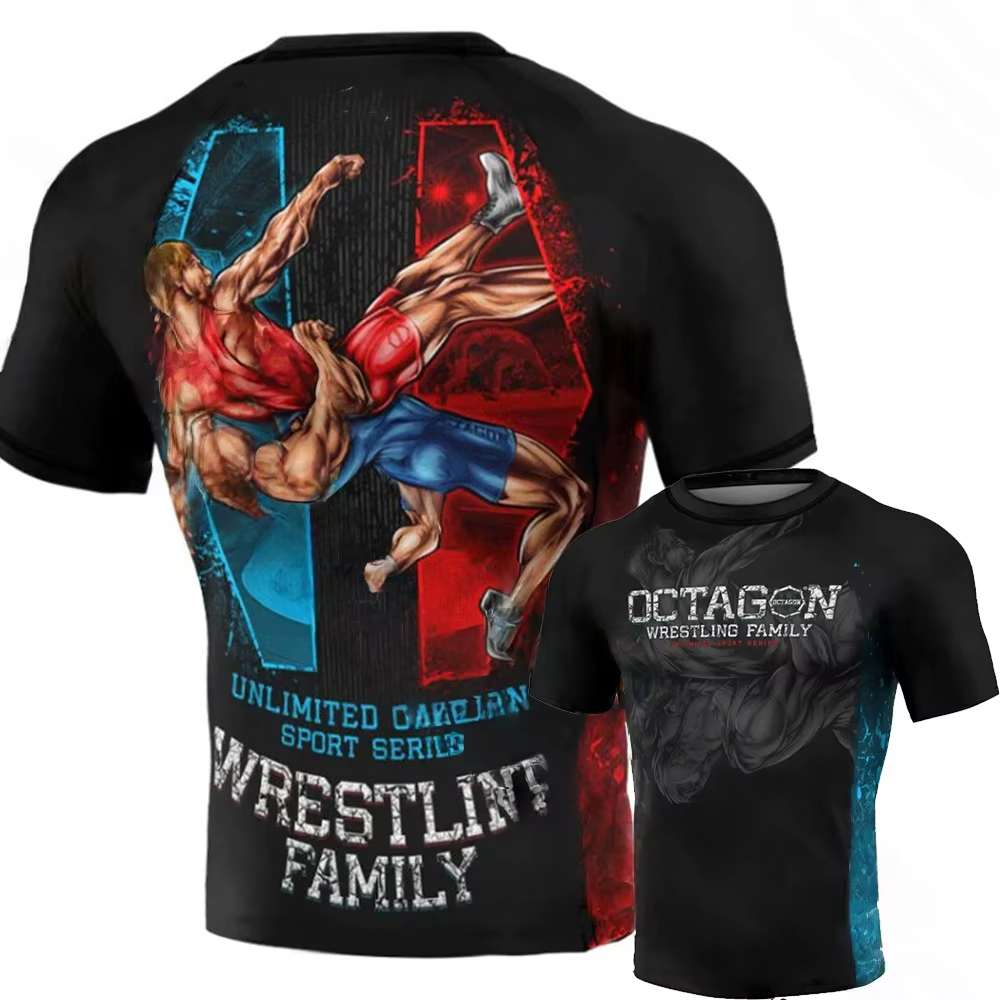 Nouveaux T-shirts 3D BJJ Jiu-Jitsu : T-shirt de sport pour homme en polyester/spandex à séchage rapi