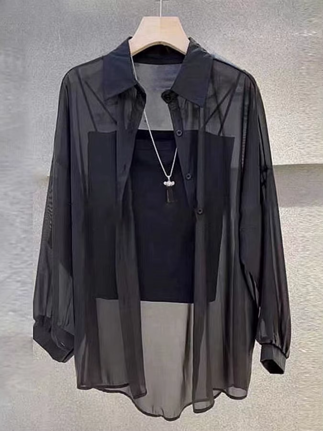 Nouvelle chemise femme |   Léger respirant, couleur unie, patte de boutonnage droite, revers, manche