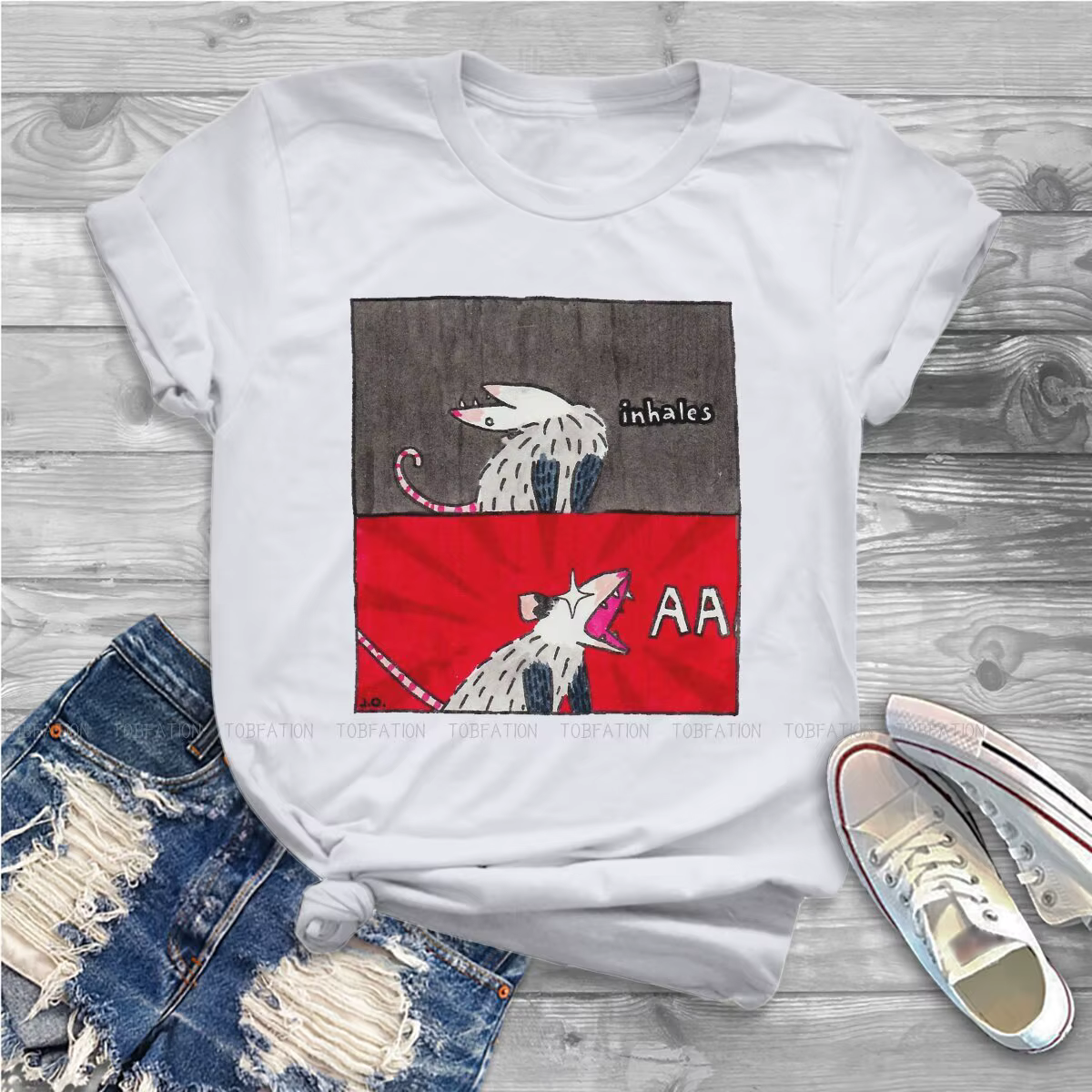 Opossum – t-shirt pour femme et fille, ample et de haute qualité, style Animal Mouse, 4XL