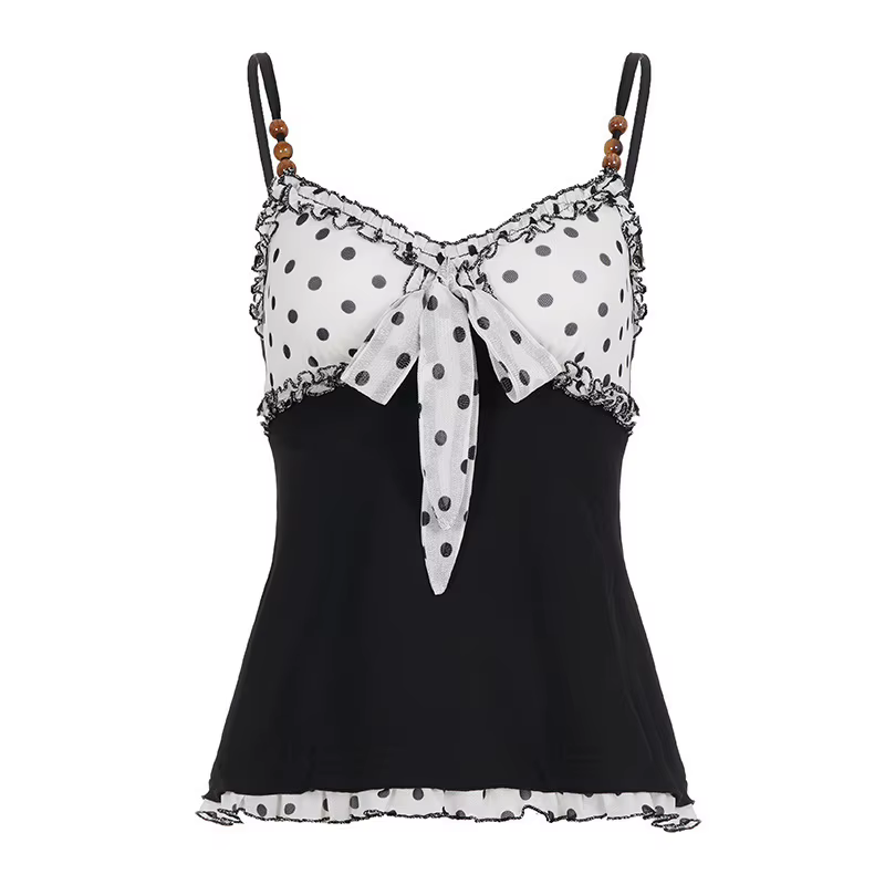 Nouveau débardeur perlé tendance à pois contrastants pour femme, style Hot Girl, idéal pour l'export