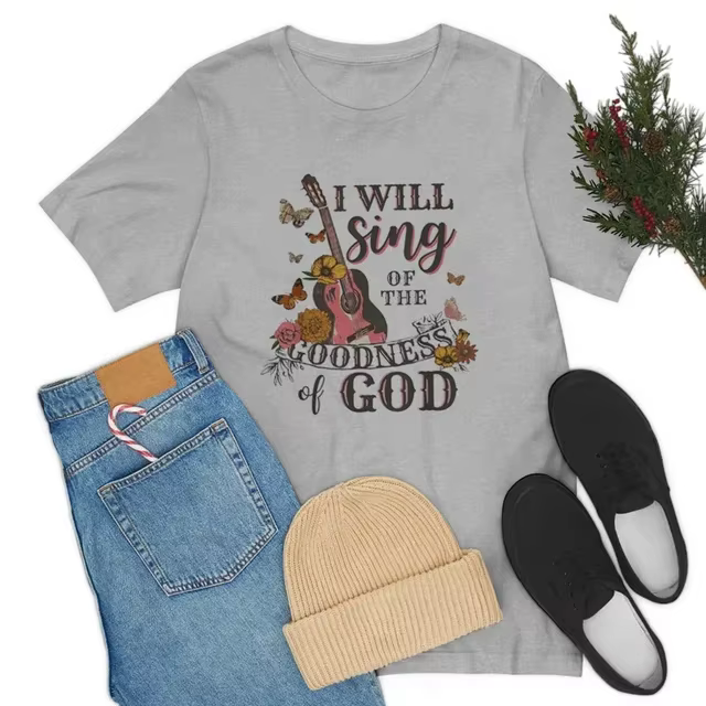 JEGospel-T-shirt de musique pour femme, vintage, boho, imprimé verset de la Bible, culte de Dieu, fo