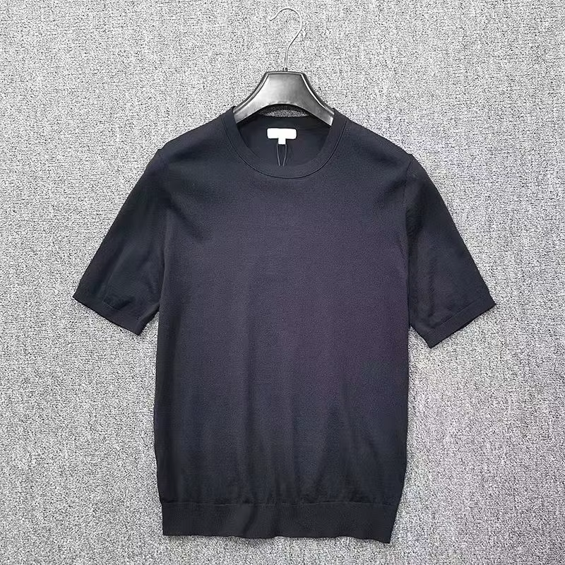 T-shirt à manches courtes et col rond pour hommes, 100% laine mérinos, haut ultra fin, t-shirts en t