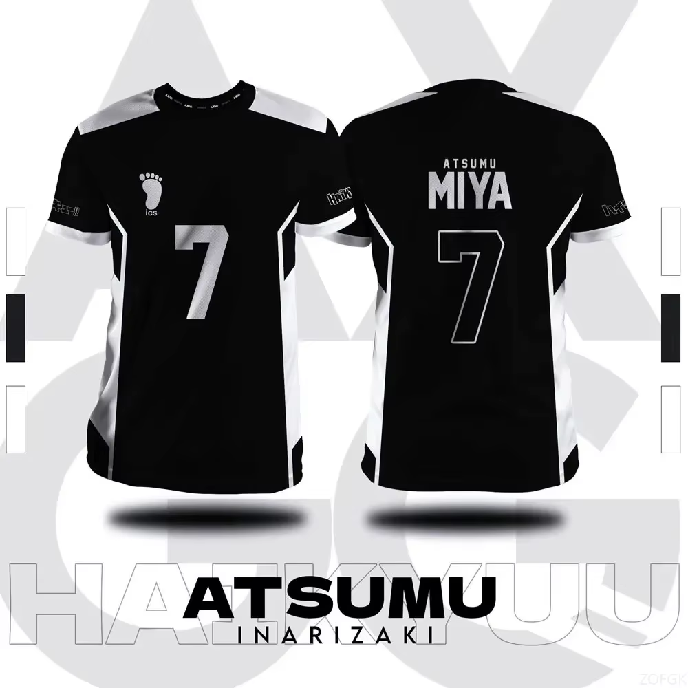 T-shirt d'été pour hommes, grande taille, imprimé en 3D, Haikyuu Inarizaki, motif de dessin animé Co