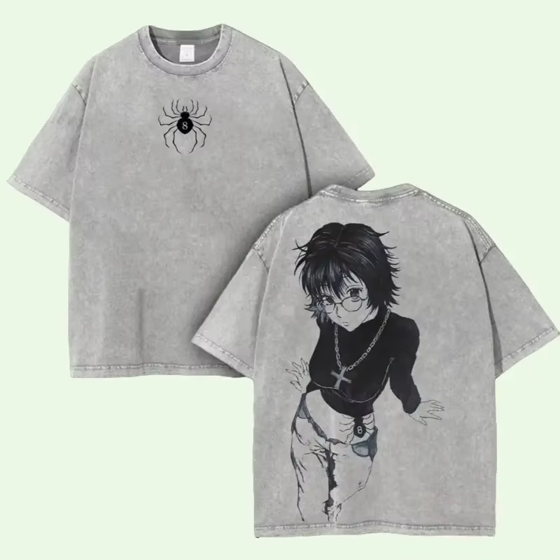 Hunter x Hunter Shizuku imprimé t-shirt hommes femmes rétro lavé T-shirts décontracté coton t-shirt 