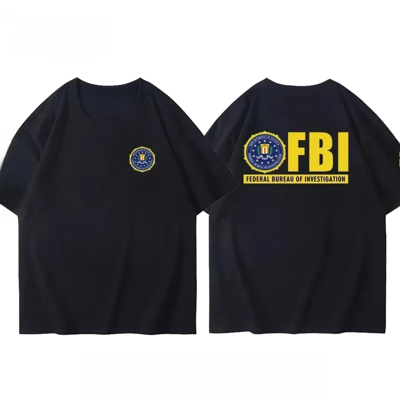 T-shirt pour hommes imprimé film Fbi Agent, à la mode et tendance, confortable et ample, en pur coto