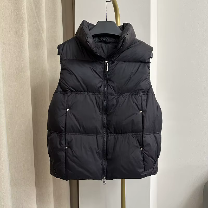 Gilet en duvet de canard blanc pour femme, col montant, court, ample et polyvalent, nouvelle collect