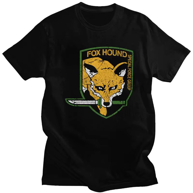 Personnalisé métal Gear solide renard chien T-shirt hommes manches courtes 100% coton T-shirt jeu vi