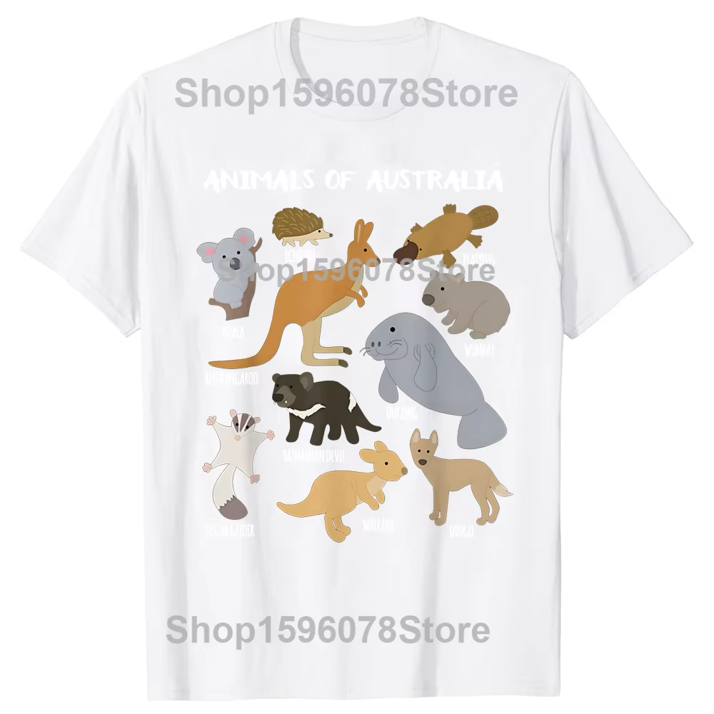 T-shirts surdimensionnés en coton à manches courtes pour hommes et femmes, avec motif d'animaux d'Au