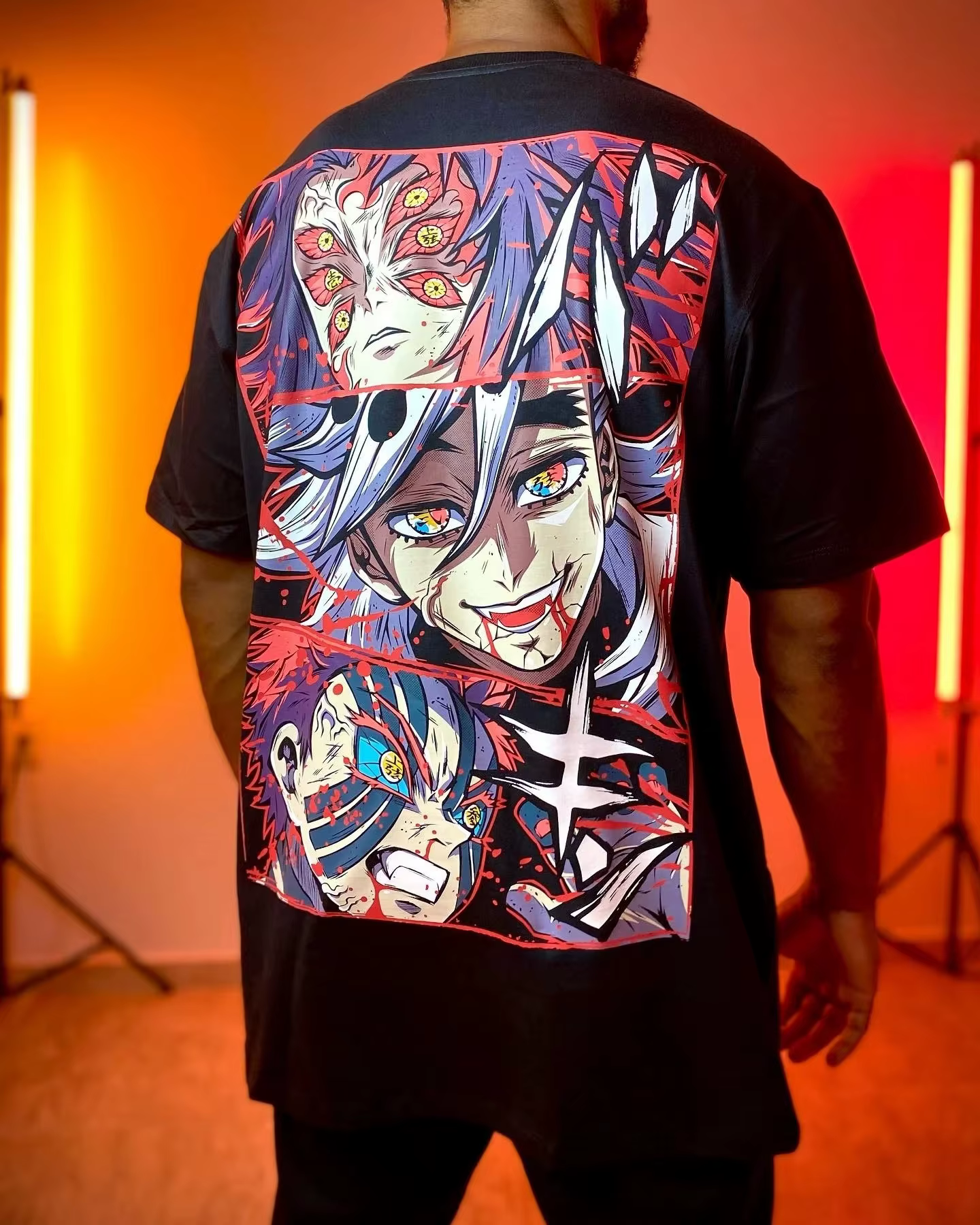 T-shirt graphique Demon Slayer, style hip-hop, style Y2K, manches courtes, coupe ample, adapté aux c