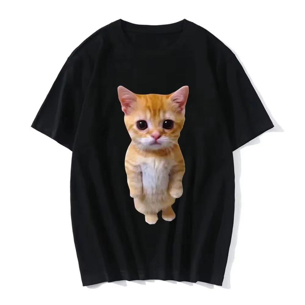 Harajuku T-shirt drôle chat femmes Kawaii T-shirt fille décontracté à manches courtes haut col rond