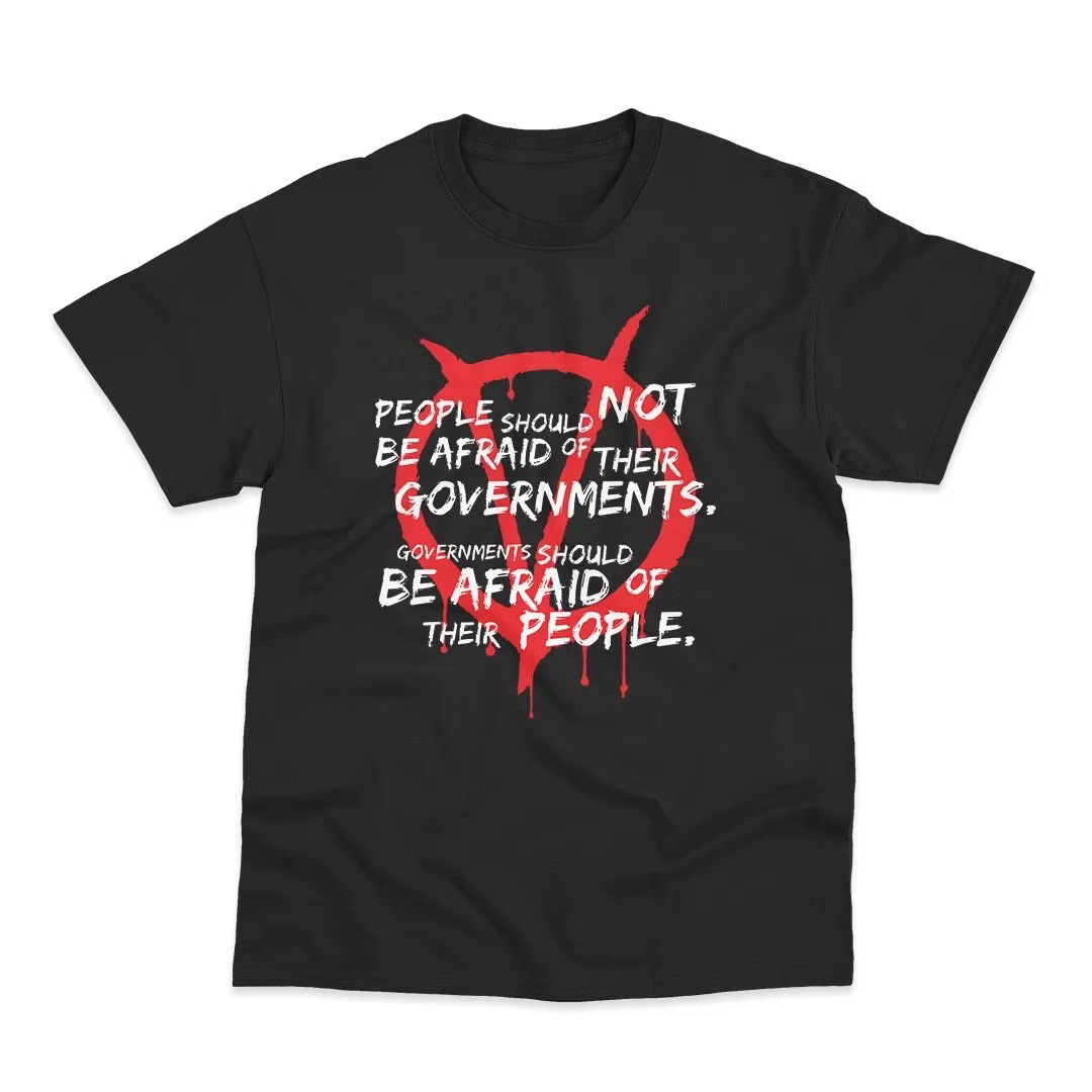 T-shirt avec citation de V pour Vendetta pour hommes, t-shirt graphique classique du film dystopique
