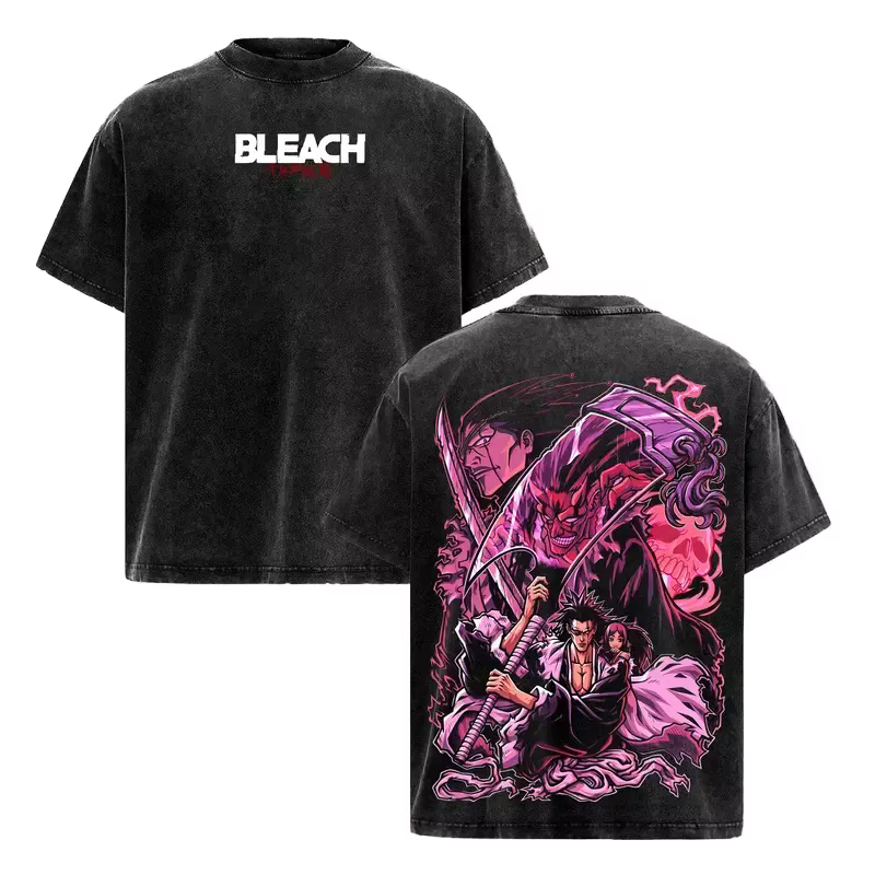 T-shirt Zaraki Kenpachi à imprimé cool, vêtements Anime BLEACH, t-shirts en coton pour hommes et fem