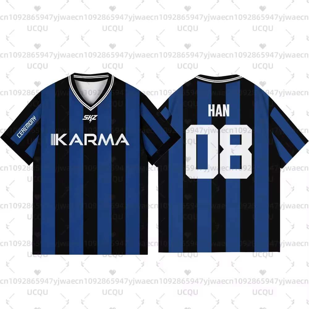 Kpop Stay Karma Album Fans TShirt Felix Bangchan Hyunjin Streetwear Sport décontracté surdimensionné