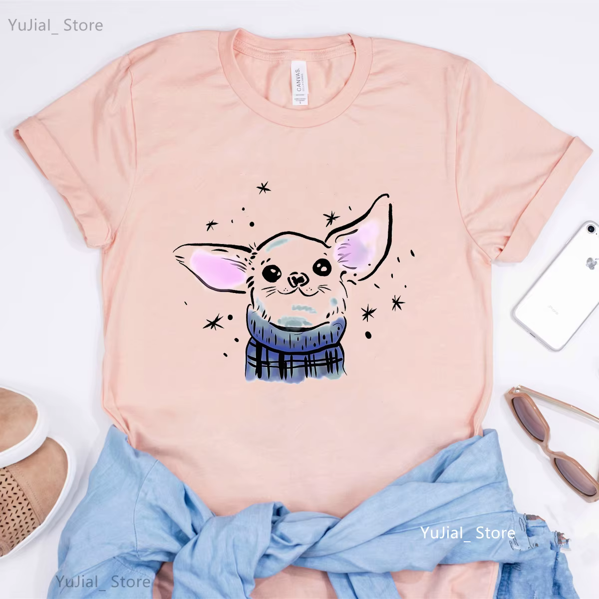 T-shirt femme, amant de Terrier, Chihuahua, Bulldog, Ausds, Yorkshire, Harajuku, Kawaii, fleur, rose