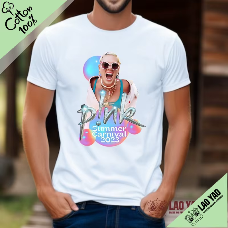P!nk-T-shirt de festival de musique pour femme, chemise rose Singer Tour, Streetwear, vêtements goth