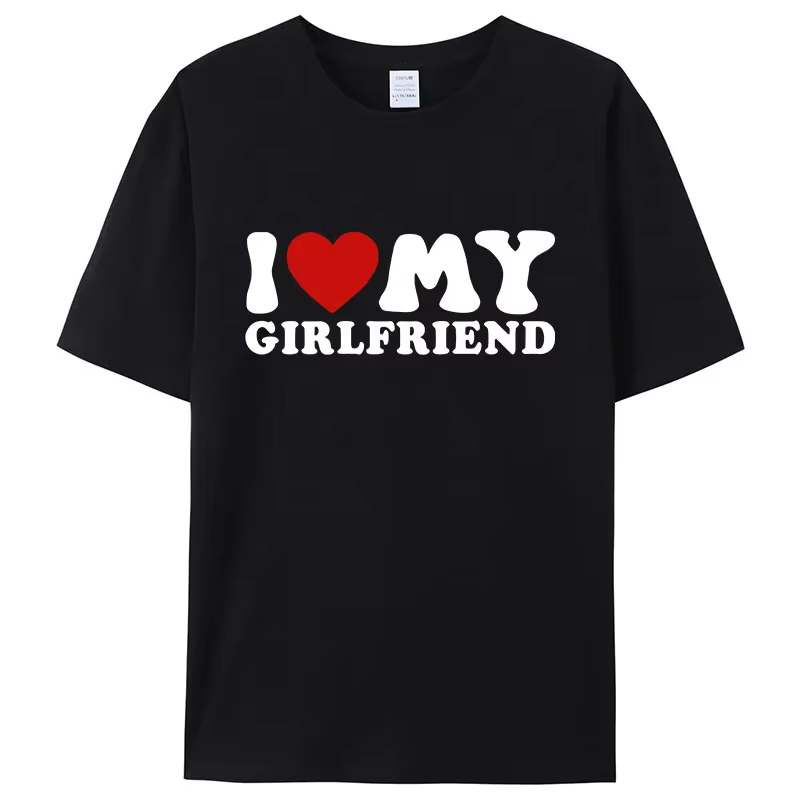 Nouveaux t-shirts imprimés pour couples « I Love My Boyfriend » et « I Love My Girlfriend », vêtemen