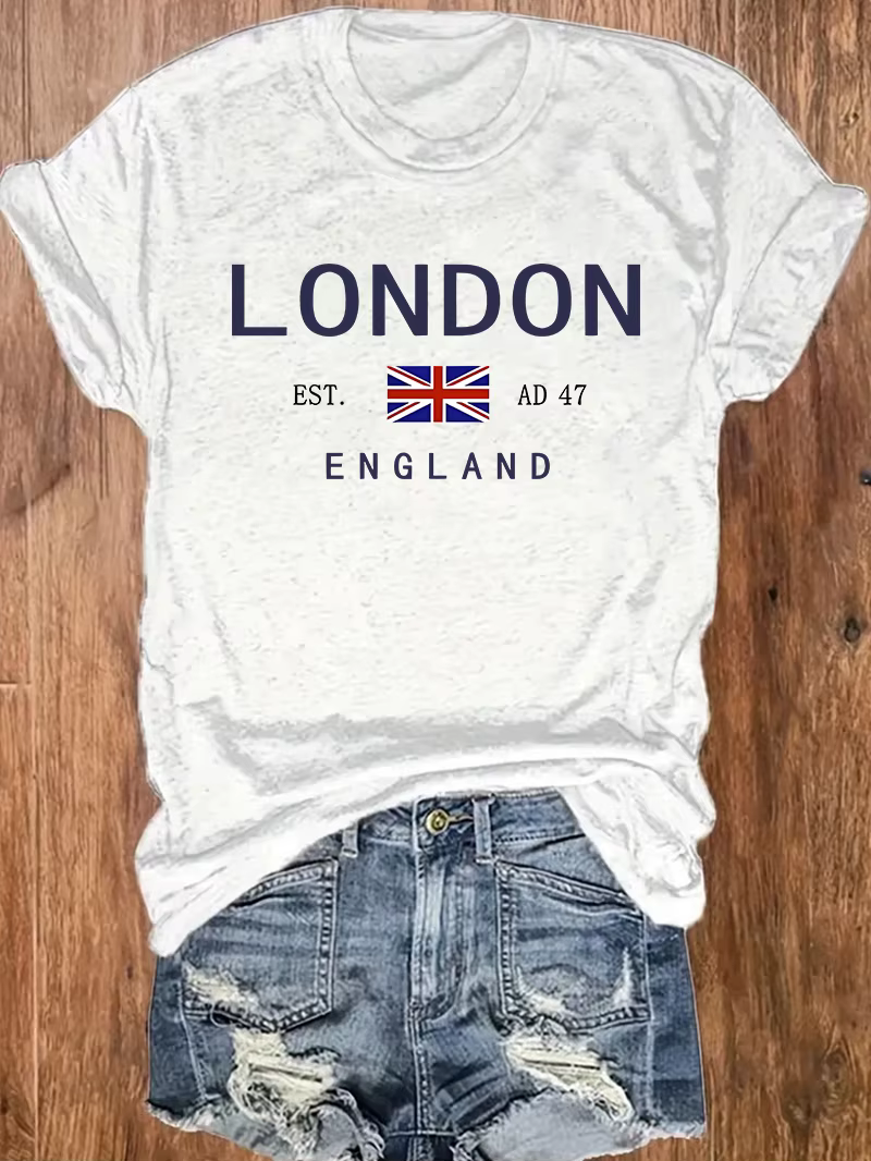 T-Shirt à Manches Courtes et Col Ras du Cou pour Femme Vêtement Décontracté avec Lettres Imprimées, 