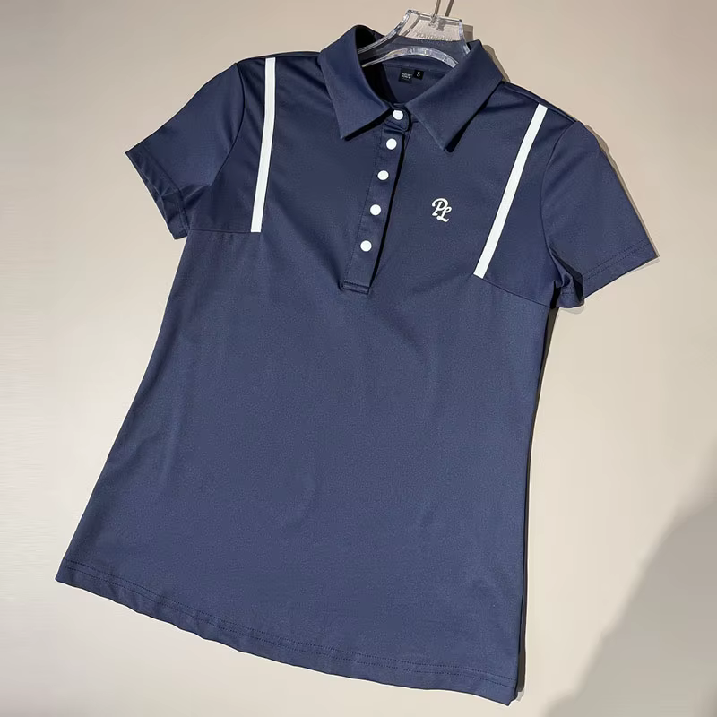 Tenues de golf pour femmes PL : Polo à manches courtes, jupe de golf à volants coupe trapèze, haut s