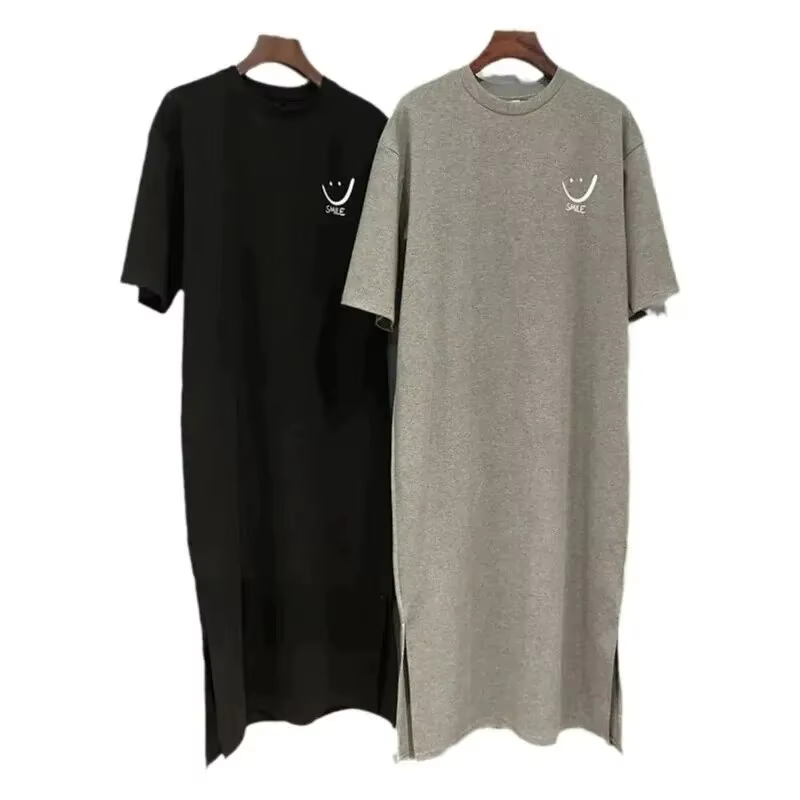 Robe T-shirt à manches courtes pour femmes, ample, mi-longue, au-dessus du genou, nouvelle collectio