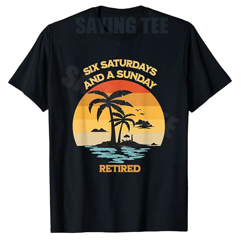 T-shirt de retraite chrétienne - Six samedis et un dimanche - T-shirt de plage Y2K avec message grap
