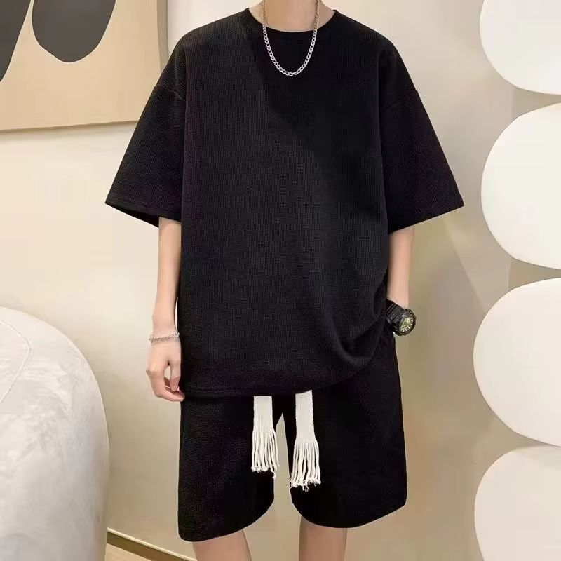 T-shirt gaufré à manches courtes, Short de sport, vêtements d'été tendance pour hommes avec beaux vê