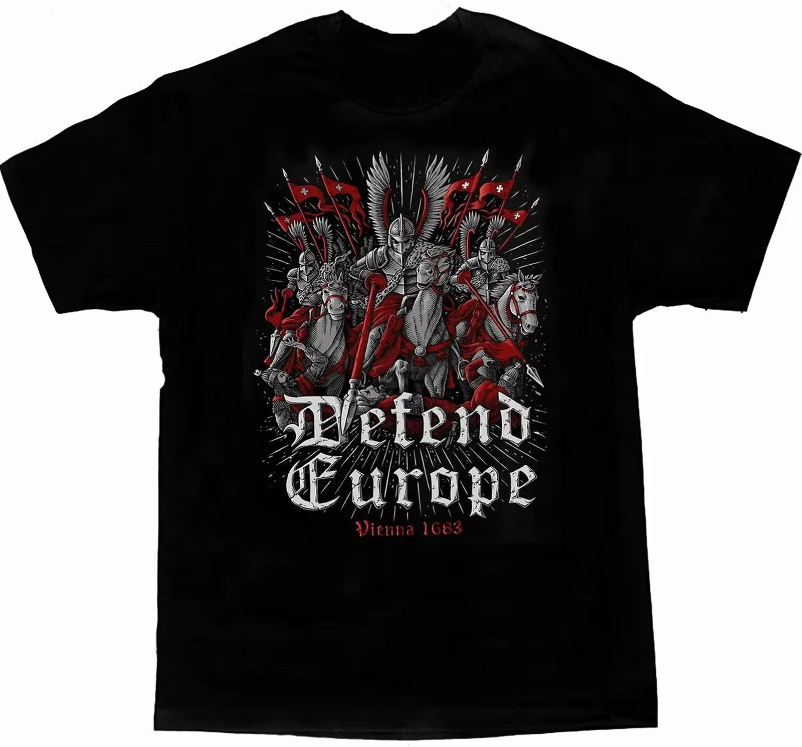 Défendre l'Europe Hussar polonais Cavalerie légère T-shirt 100% Coton O-cou Manches courtes Été Casu
