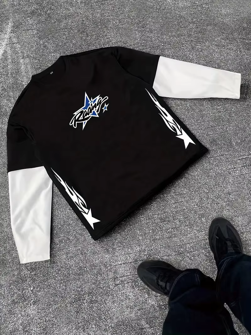 Nouveau T-shirt à manches longues pour hommes pour le printemps et l'automne 2025 avec la mode de ru