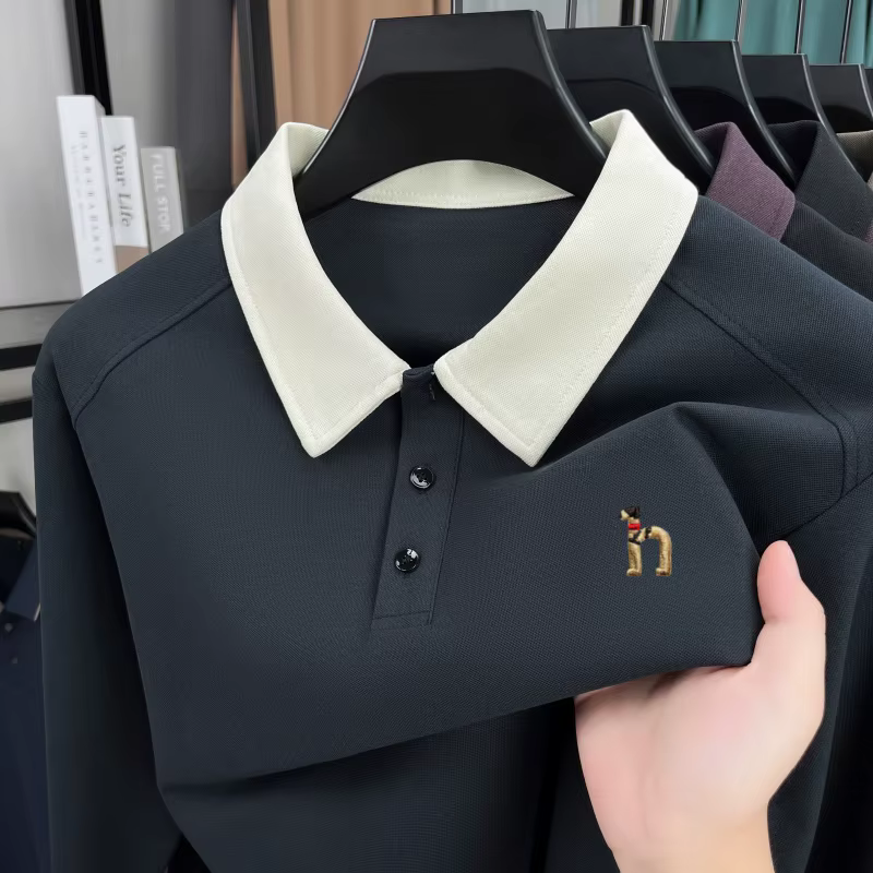 Polo à manches longues pour hommes de luxe de haute qualité nouvelle tendance marque mignon chien br