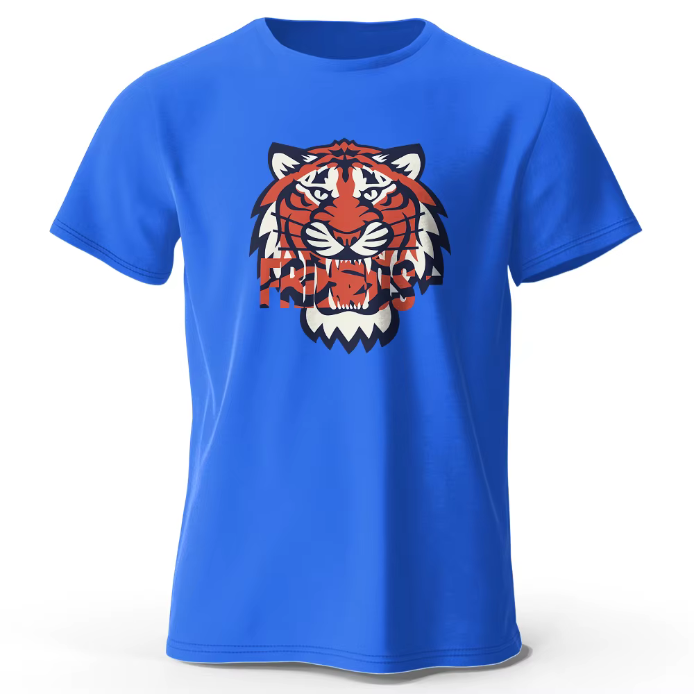 T-shirt imprimé tigre pour hommes et femmes, t-shirts d'été classiques, respirant, 100% coton