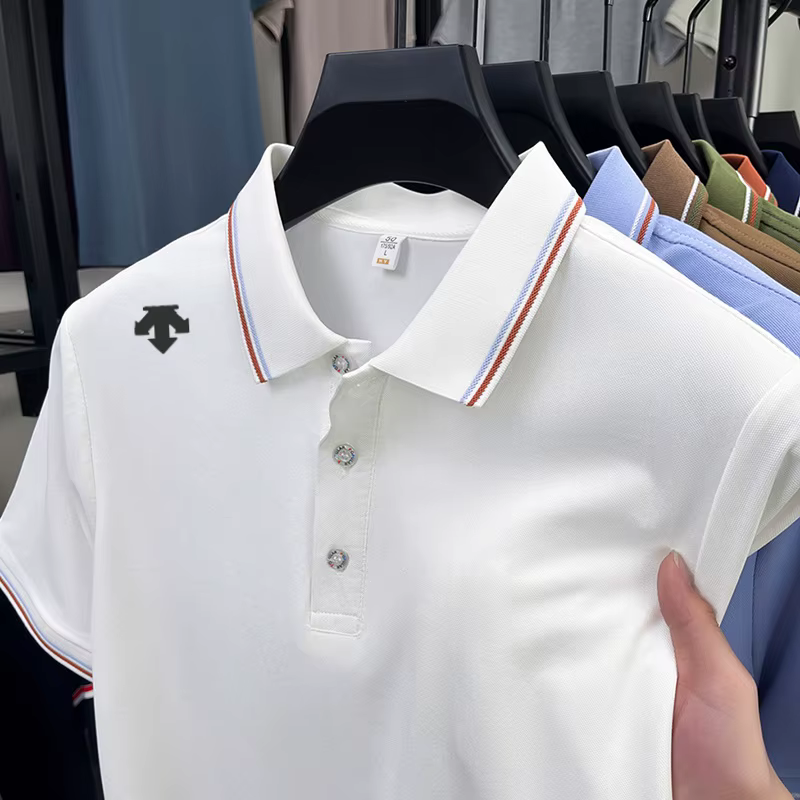 Polo décontracté de luxe haut de gamme pour homme avec logo brodé – Nouveauté été, respirant, pour l