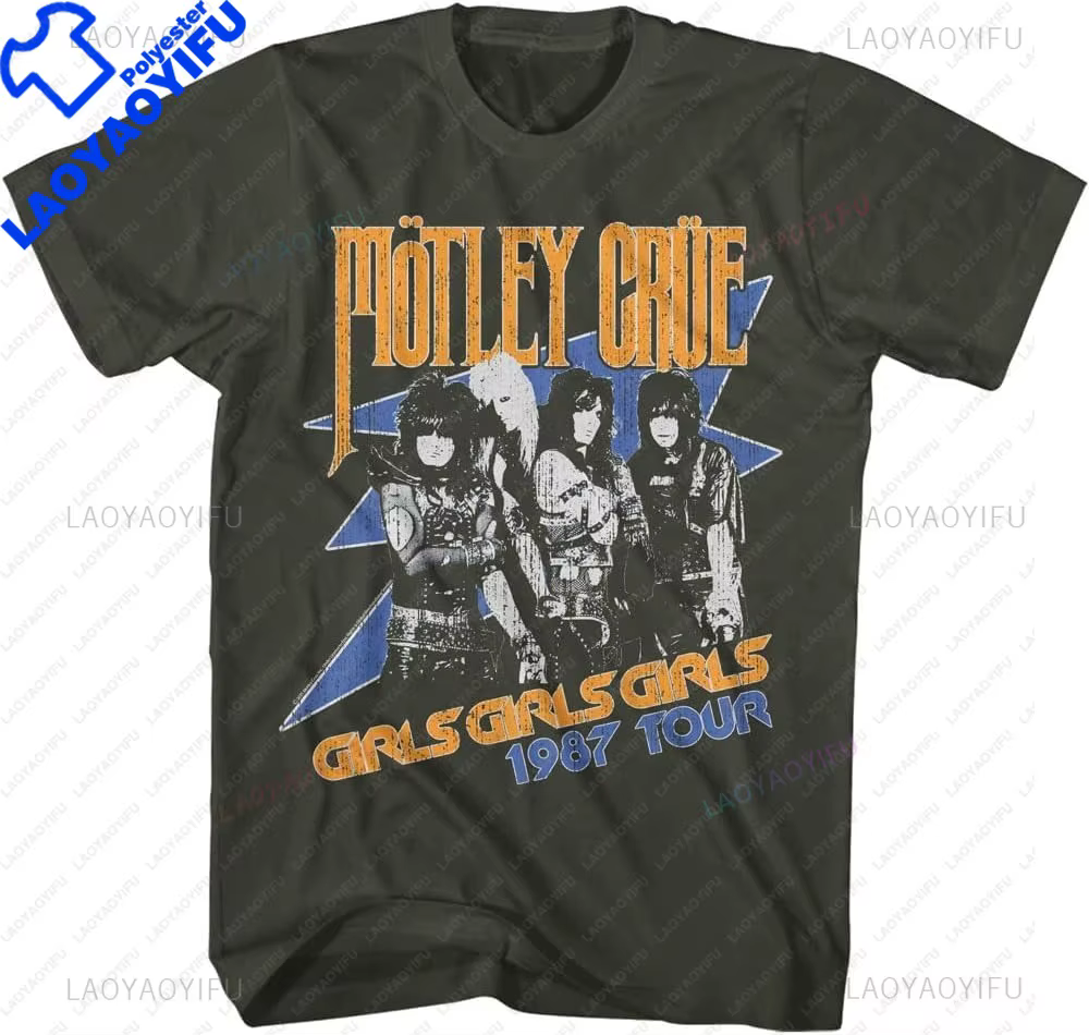 Vente Flash 2025 - Motley-Crue - T-shirt à manches courtes pour homme, style vintage des années 80, 