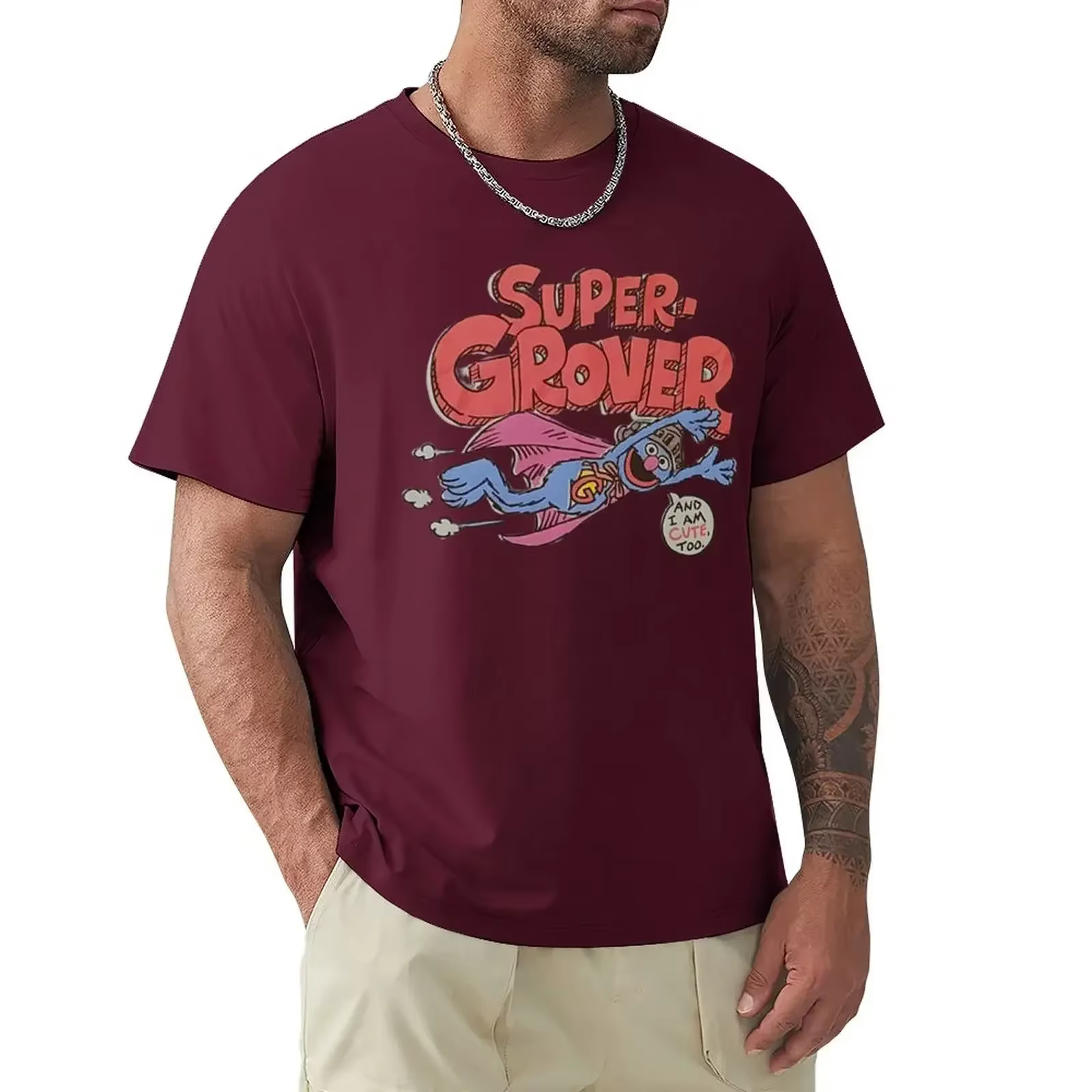 T-shirt surdimensionné à séchage rapide pour homme, super Grover et je suis mignon aussi, surdimensi