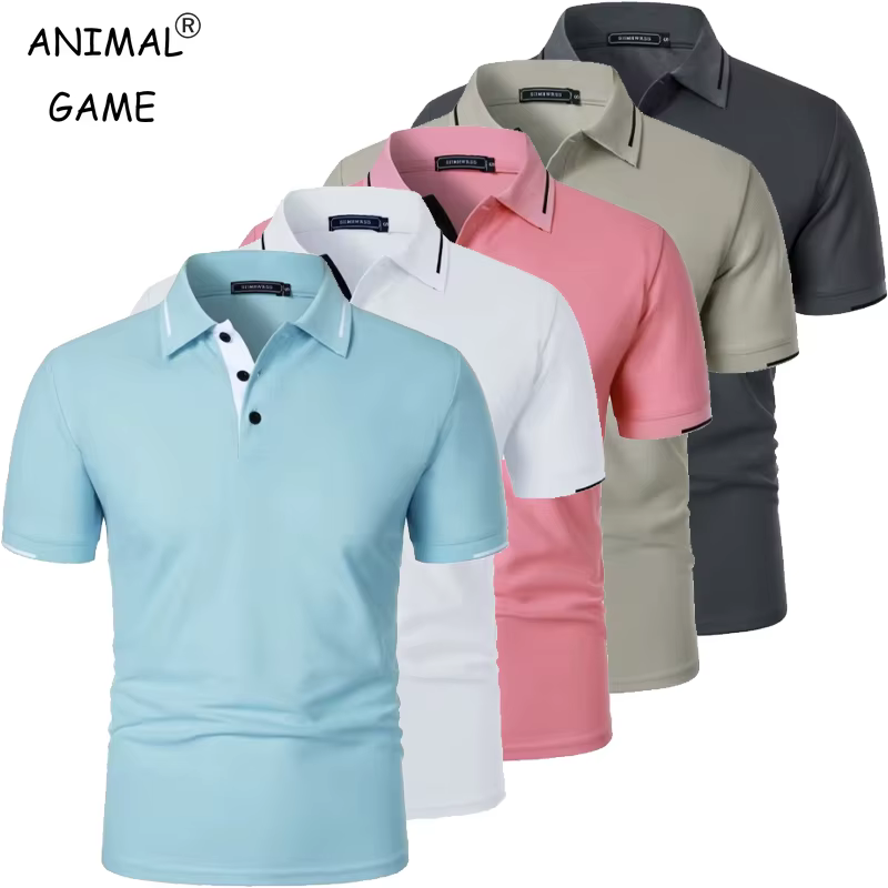 Polo à manches courtes pour hommes, boutons d'été, coupe classique, T-Shirts décontractés, pull surd