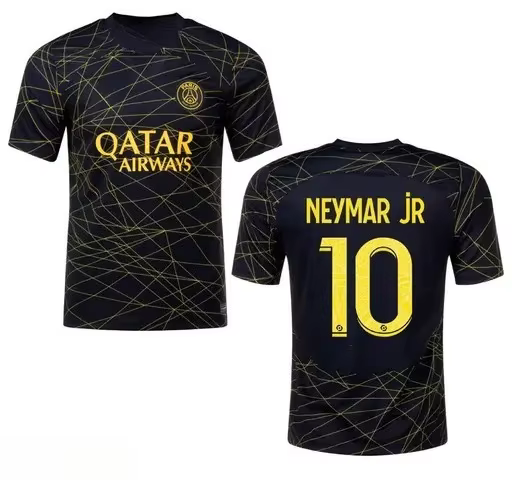 Maillot de football Paris Saint-Germain noir et or pour hommes NEYMAR JR 10, t-shirt de football à m